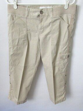 Sonoma beige zip front cotton blend cargo capri pants *Sz 10P*